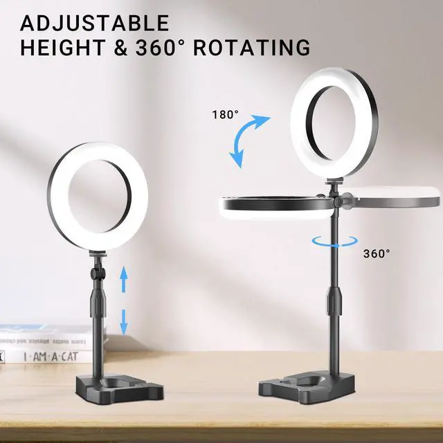 Alt view image 6 of 7 - _Mega Brand Laptop Ring Light for Video Conferencing,6''LED Desk Soft Halo Lighting with Phone Holder for Zoom Calls,Live Streaming,Computer Monitor Webcam,Portable Circle Light with Adjustable Stand