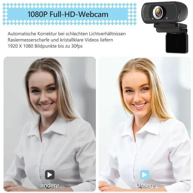 Alt view image 2 of 7 - _Mega Brand 1080P Webcam with Microphone,HD Webcam Web Camera with Tripod Stand,Widescreen USB Computer Camera,Streaming Mic Web cam for Online Calling/Conferencing,Facetime/YouTube Desktop Laptop PC