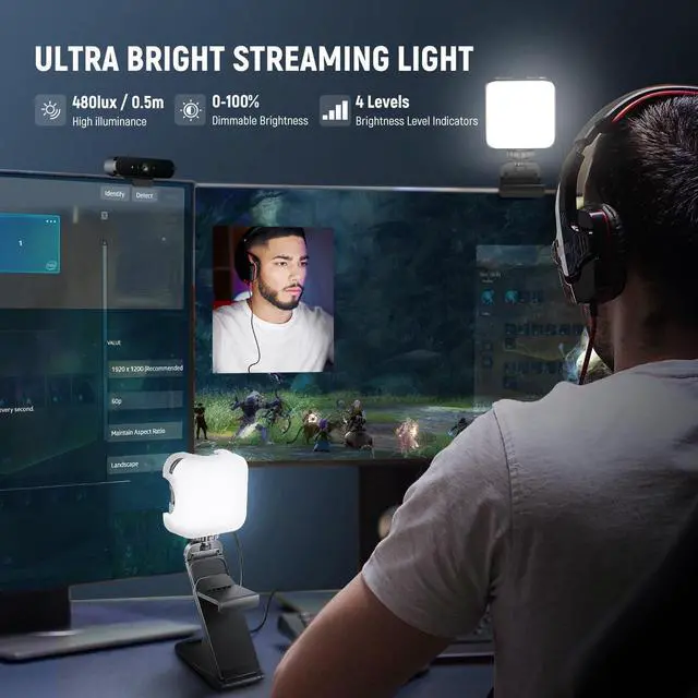 Alt view image 3 of 7 - _Mega Brand LED Streaming Light with Windows & macOS Software Control,2 in 1 Monitor Mount & Stand,Ultra Bright 2900K-7000K USB Laptop Computer Webcam Lighting for Video Conference,Zoom Call,PL81 PRO