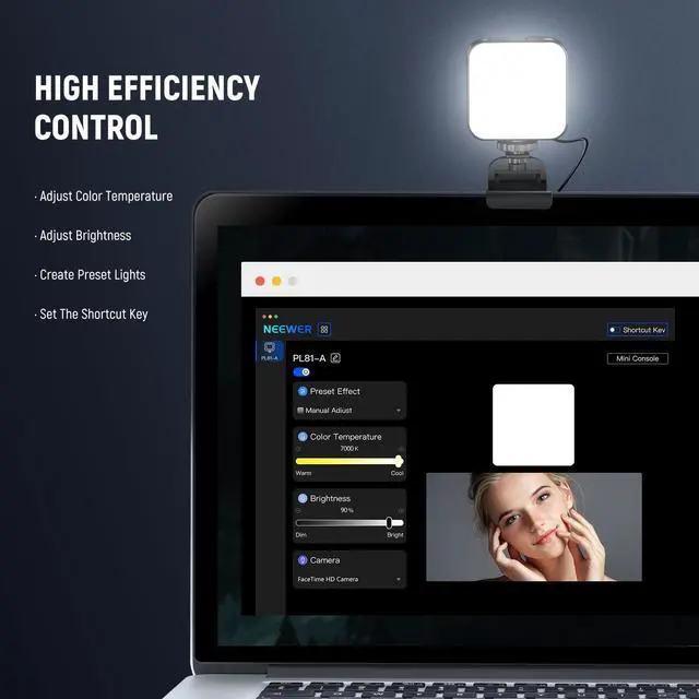 Alt view image 4 of 7 - _Mega Brand LED Streaming Light with Windows & macOS Software Control,2 in 1 Monitor Mount & Stand,Ultra Bright 2900K-7000K USB Laptop Computer Webcam Lighting for Video Conference,Zoom Call,PL81 PRO