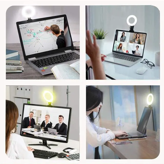 Alt view image 3 of 7 - _Mega Brand Ring Light Video Conference Lighting Kit 3200k-6500K Dimmable Led Clip on Computer Monitor Laptop Phone for Content Creator(YouTube/TikTok/Twitch)Makeup,Conference,Selfie,Video,Vlog(Black)
