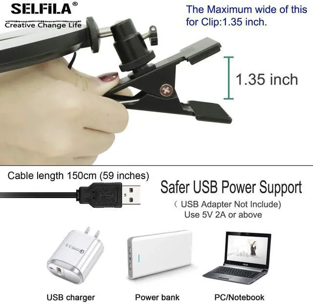 Alt view image 7 of 7 - _Mega Brand Ring Light Video Conference Lighting Kit 3200k-6500K Dimmable Led Clip on Computer Monitor Laptop Phone for Content Creator(YouTube/TikTok/Twitch)Makeup,Conference,Selfie,Video,Vlog(Black)