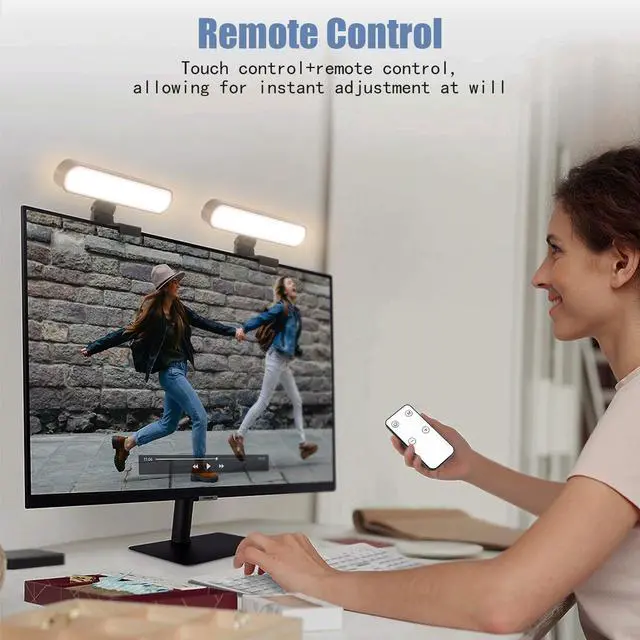 Alt view image 2 of 7 - _Mega Brand Video Conference Lighting, Webcam Monitor Light Bar with Touch and Remote Control, LED Laptop Light for Video Conferencing with Adjustable Brightness and Color Settings, Double Kit