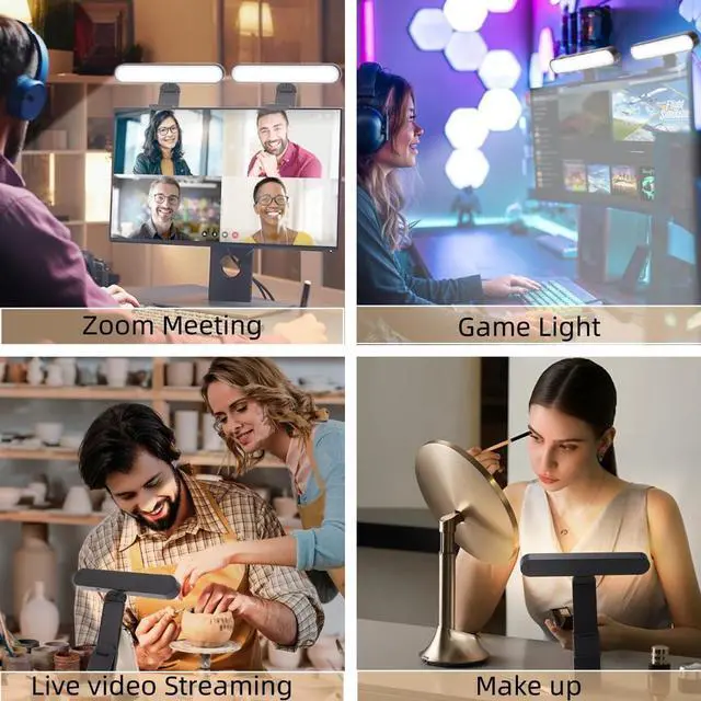 Alt view image 3 of 7 - _Mega Brand Video Conference Lighting, Webcam Monitor Light Bar with Touch and Remote Control, LED Laptop Light for Video Conferencing with Adjustable Brightness and Color Settings, Double Kit