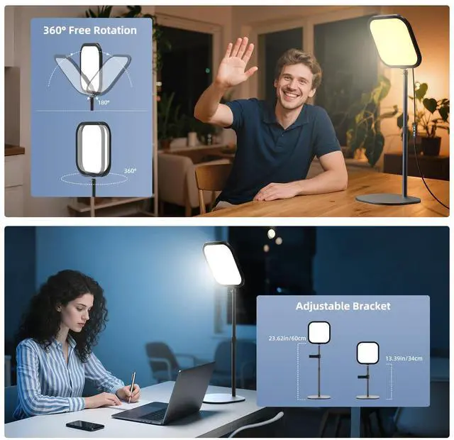 Alt view image 4 of 7 - _Mega Brand 10in Zoom Lighting for Computer,Full-Screen LED Video Conference Light,Desk Ring Light with Stand and Phone Holder for Video Call,Webcam,Home Office,Podcast,Online Meeting,Live Streaming