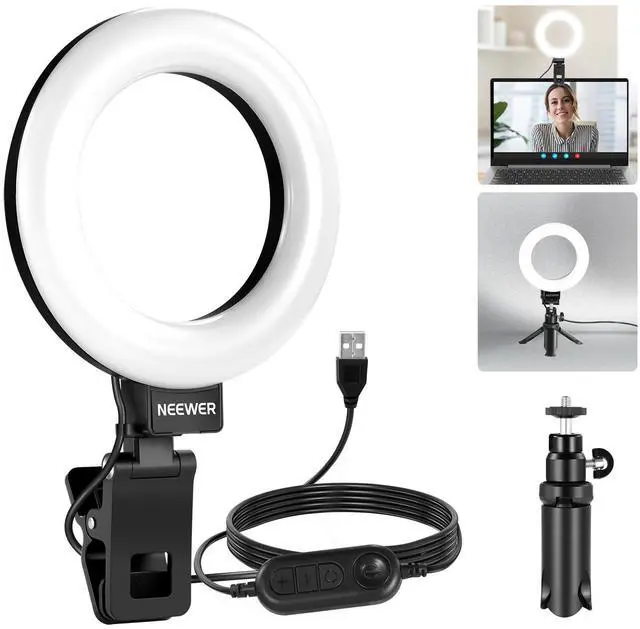 Main image of _Mega Brand Basic 5" Ring Light for Video Conference Lighting,Clip on Light Kit with Desk Tripod Stand for Monitor Laptop Computer Zoom Call Live Streaming Remote Working Learning Video Recording,BR60