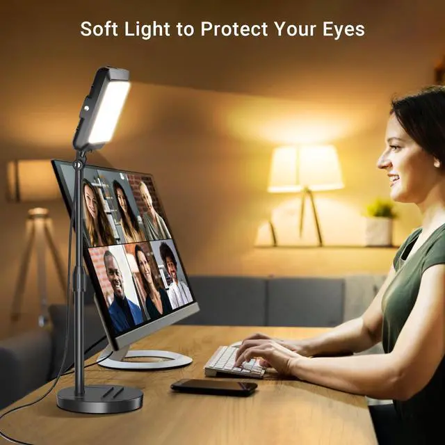 Alt view image 2 of 7 - _Mega Brand Video Conference Light for Computer, Soft Zoom Lighting for Laptop Webcam Home Office, Dimmable Desk Ring Lamp with Stand for Video Calls, Meeting, Conferencing, Streaming
