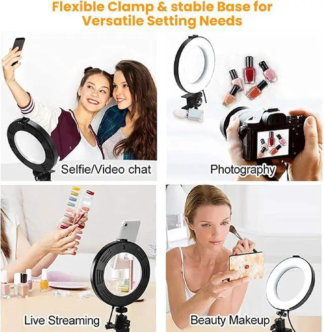 Alt view image 2 of 7 - _Mega Brand Video Conference Lighting Kit, Ring Light Clip on Laptop Monitor, 6" Dimmable LED Circle Selfie Light for Zoom Meeting/Remote Working/Zoom Calls/Live Streaming/Video Recording