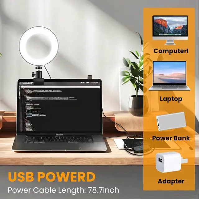 Alt view image 5 of 7 - _Mega Brand Video Conference Lighting Kit, Ring Light Clip on Laptop Monitor, 6" Dimmable LED Circle Selfie Light for Zoom Meeting/Remote Working/Zoom Calls/Live Streaming/Video Recording