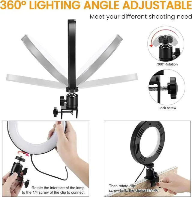 Alt view image 7 of 7 - _Mega Brand Video Conference Lighting Kit, Ring Light Clip on Laptop Monitor, 6" Dimmable LED Circle Selfie Light for Zoom Meeting/Remote Working/Zoom Calls/Live Streaming/Video Recording