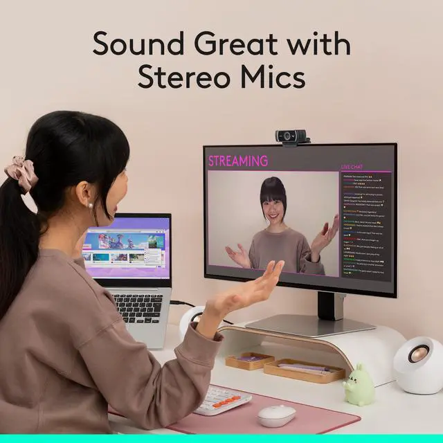 Alt view image 5 of 7 - _Mega Brand C922x HD Pro Webcam, Full HD 1080p/60fps Video, Clear Audio, HD Light Correction, PC Camera Webcam, Works with Skype, Zoom, Mac, Tablet - Black