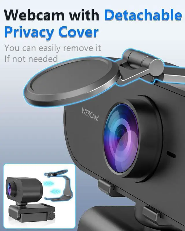 Alt view image 4 of 7 - _Mega Brand 2K Webcam for PC/Mac/laptop: Mic included, Full HD streaming, privacy cover, USB-C. Small external, ideal for Teams and gaming.