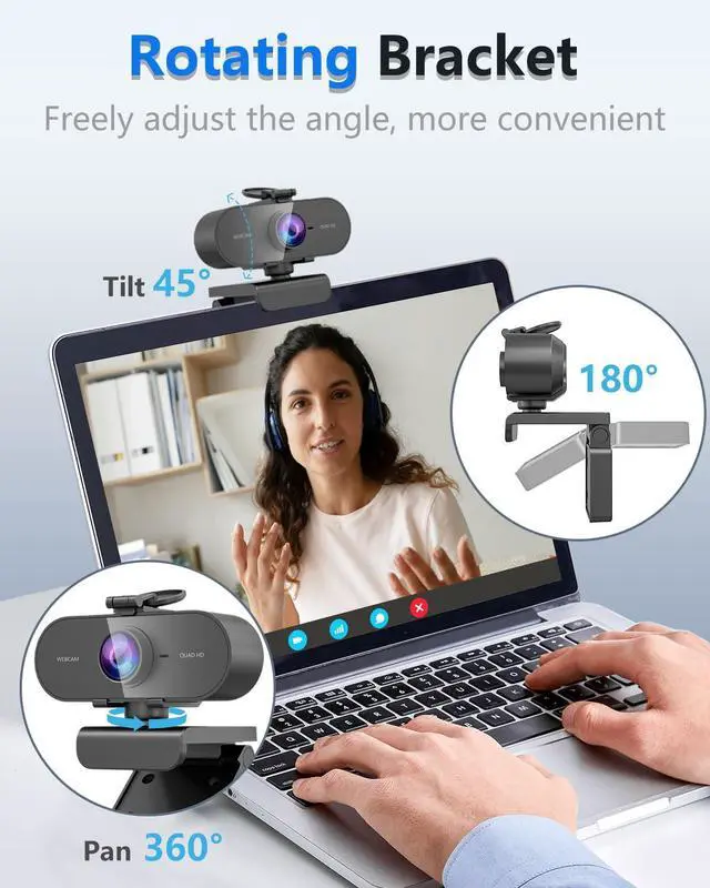 Alt view image 5 of 7 - _Mega Brand 2K Webcam for PC/Mac/laptop: Mic included, Full HD streaming, privacy cover, USB-C. Small external, ideal for Teams and gaming.