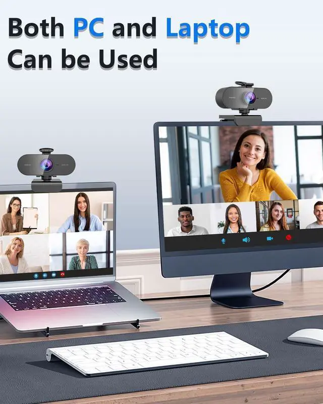 Alt view image 6 of 7 - _Mega Brand 2K Webcam for PC/Mac/laptop: Mic included, Full HD streaming, privacy cover, USB-C. Small external, ideal for Teams and gaming.