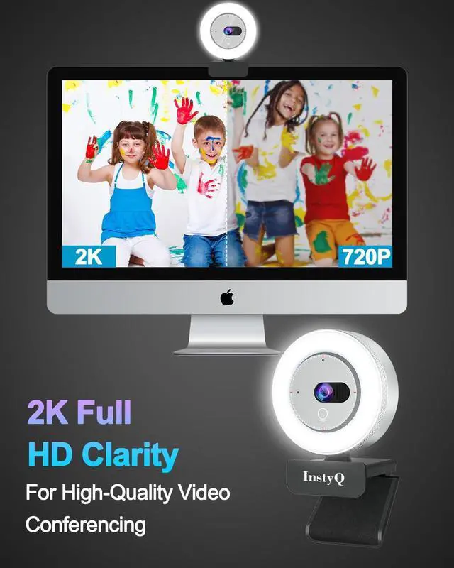 Alt view image 2 of 7 - _Mega Brand Webcam with Microphone, 2K Web Cam for PC/Desktop Computer/Laptop/MAC, Privacy Cover & Light, USB Plug and Play, Streaming Camera for Zoom/Skype/Teams/Video Calling/Studying and Conference