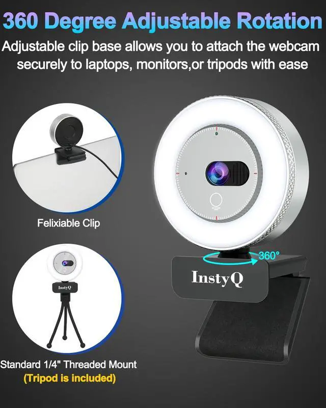 Alt view image 7 of 7 - _Mega Brand Webcam with Microphone, 2K Web Cam for PC/Desktop Computer/Laptop/MAC, Privacy Cover & Light, USB Plug and Play, Streaming Camera for Zoom/Skype/Teams/Video Calling/Studying and Conference