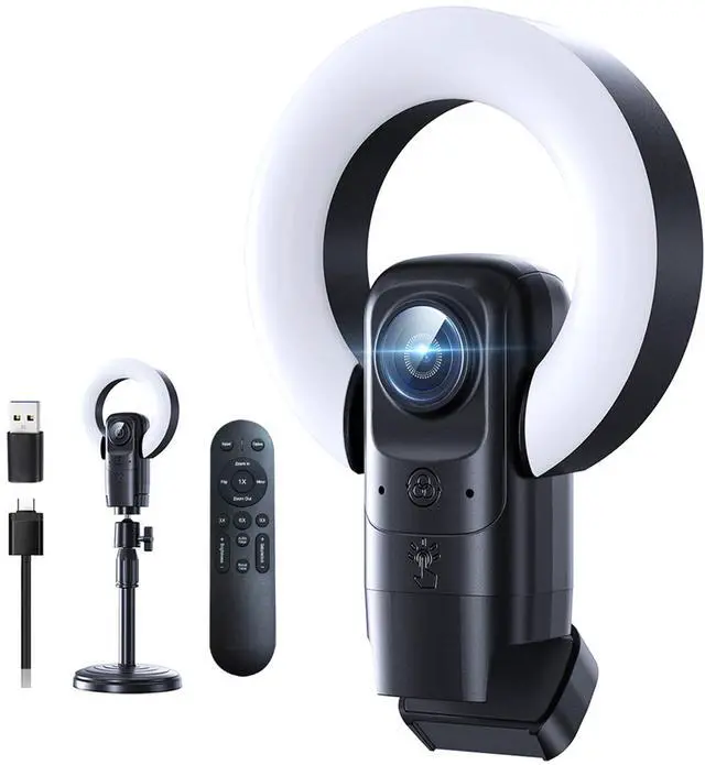 Main image of _Mega Brand 4K Webcam with Light, Webcam for PC with Microphone, Plug and Play, USB Computer Camera for Desktop, Auto-Focus, Web Camera for Desktop Computer Zoom Skype