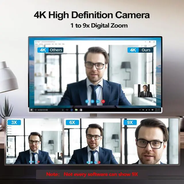Alt view image 2 of 7 - _Mega Brand 4K Webcam with Light, Webcam for PC with Microphone, Plug and Play, USB Computer Camera for Desktop, Auto-Focus, Web Camera for Desktop Computer Zoom Skype