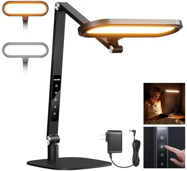 Main image of _Mega Brand Basics 16W LED Desk Lamp for Home Office Video Conference Reading Lighting,Eye Caring Foldable Double Sided Dimmable Touch Table Ring Light with Stand Memory Timer 5 Color Modes CRI95,FR16