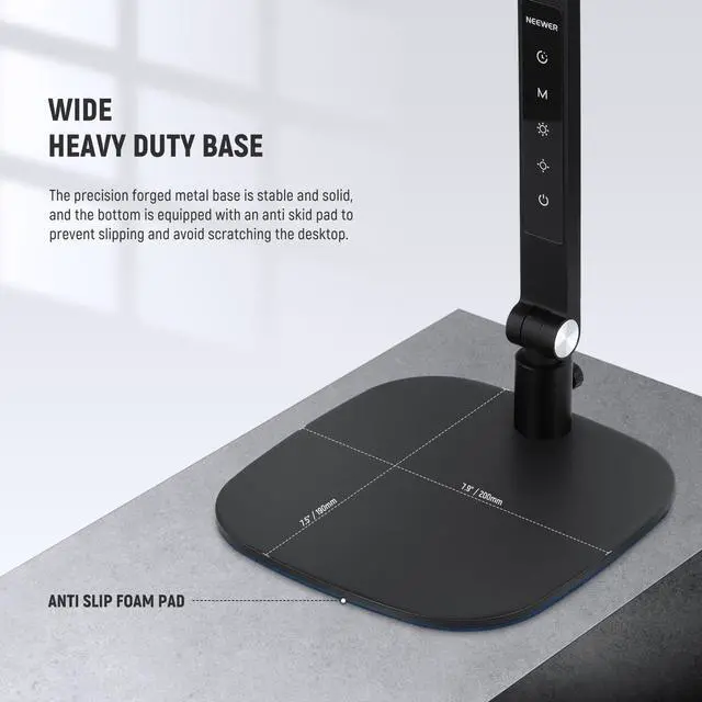 Alt view image 7 of 7 - _Mega Brand Basics 16W LED Desk Lamp for Home Office Video Conference Reading Lighting,Eye Caring Foldable Double Sided Dimmable Touch Table Ring Light with Stand Memory Timer 5 Color Modes CRI95,FR16