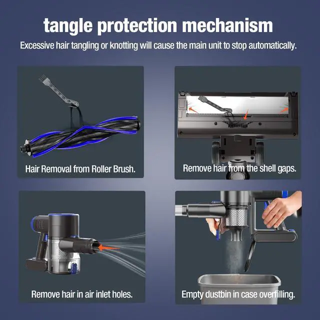 Alt view image 7 of 7 - Cordless Vacuum Cleaner, Upgraded 40Kpa Stick Vacuum Cleaners for Home, 8 in 1 Lightweight with Self-Standing, 1.5L Dust Cup & Anti-tangle, Rechargeable Vacuum for Hard Floors Carpets Pet Hair