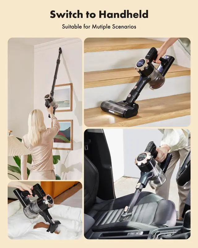 Alt view image 6 of 7 - _Mega Brand Cordless Vacuum Cleaner, 8-in-1 Lightweight Stick Vacuum with 45mins Runtime, Powerful Suction, Rechargeable Cordless Vacuum for Carpet, Tile, Pet Hair, Hardwood Floors, Black