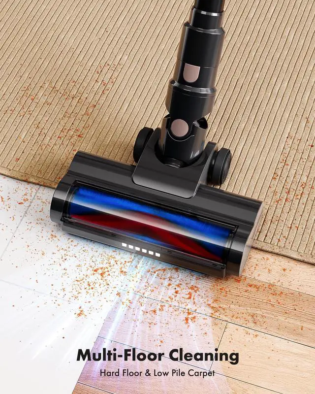 Alt view image 5 of 7 - _Mega Brand Cordless Vacuum Cleaner, 8-in-1 Lightweight Stick Vacuum with 45mins Runtime, Powerful Suction, Rechargeable Cordless Vacuum for Carpet, Tile, Pet Hair, Hardwood Floors, Black