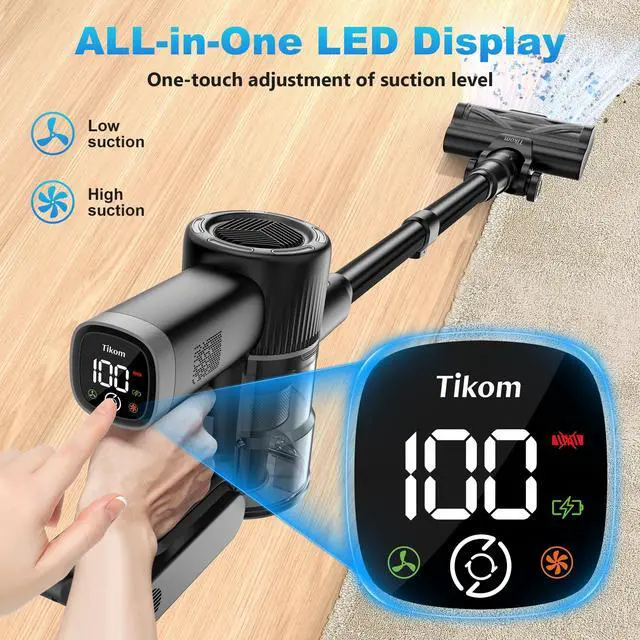 Alt view image 4 of 7 - _Mega Brand Cordless Vacuum Cleaner for Home, 40000Pa/450W Stick Vacuum with Charging Wall Dock, Anti-Tangle, Lightweight Handheld Vacuum for Pet Hair, Hard Floor, Carpet, V450