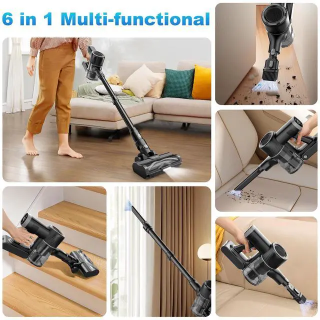 Alt view image 7 of 7 - _Mega Brand Cordless Vacuum Cleaner for Home, 40000Pa/450W Stick Vacuum with Charging Wall Dock, Anti-Tangle, Lightweight Handheld Vacuum for Pet Hair, Hard Floor, Carpet, V450