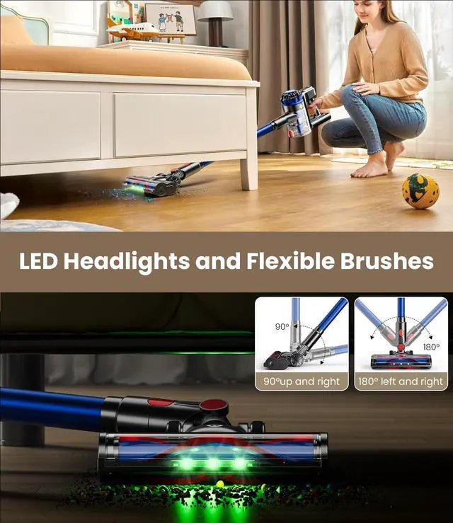 Alt view image 6 of 7 - _Mega Brand Cordless Vacuum Cleaner,500W/40Kpa Vacuum Cleaners for Home,60Mins Stick Vacuum with LED Display,Anti-Tangle&Wall Mount Charging,8 in 1 Lightweight Vacuum for Hard Floors Carpet Pet Hair