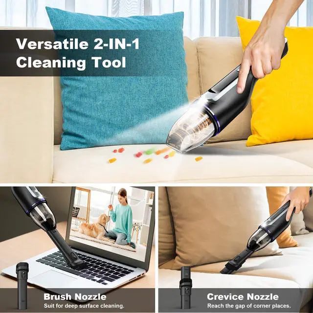 Alt view image 4 of 7 - _Mega Brand Handheld Vacuum Cordless - Car Vacuum with Brushless Motor & 14000Pa Powerful Suction, 1.2lbs Lightweight, LED Light, Slim Mini Vacuum Cleaner for Car Home Office Pet