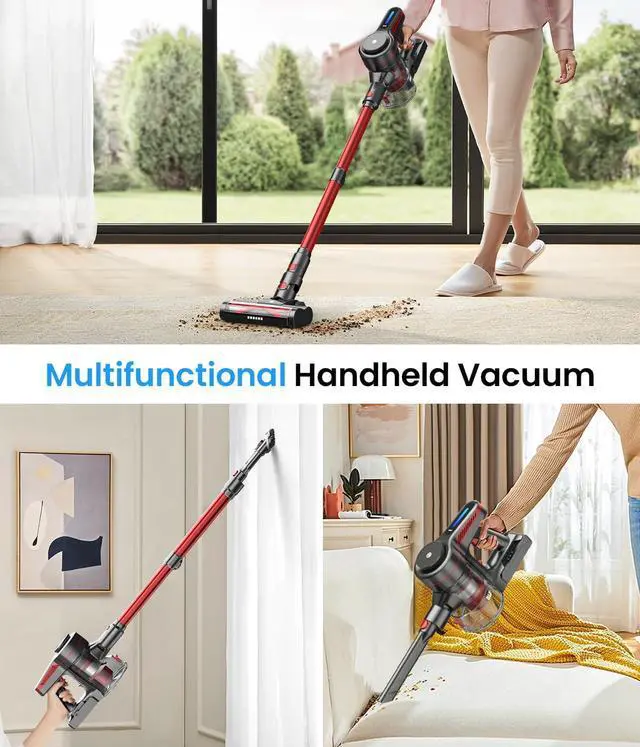 Alt view image 7 of 7 - Cordless Vacuum Cleaner, Stick Vacuum with Powerful Suction, 45Mins Runtime Vacuum Cleaners for Home, Anti-tangle and 1.5L Dust Cup, 6 in 1 Lightweight Vacuum for Hardwood Floor Carpet Pet Hair