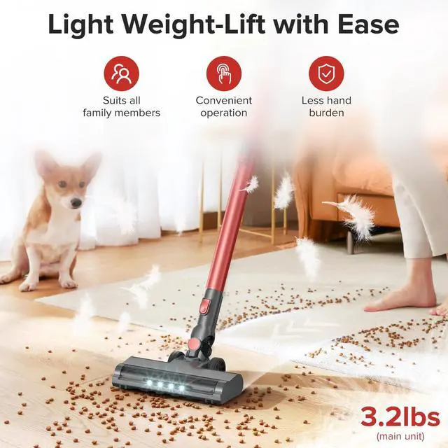Alt view image 4 of 7 - Cordless Vacuum Cleaner with Self-Standing, Powerful Stick Vacuum Cleaners for Home, 8-in-1 Lightweight Rechargeable Vacuum, 7-Layer Filtration,Ideal for Carpet, Pet Hair, Hardwood Floors