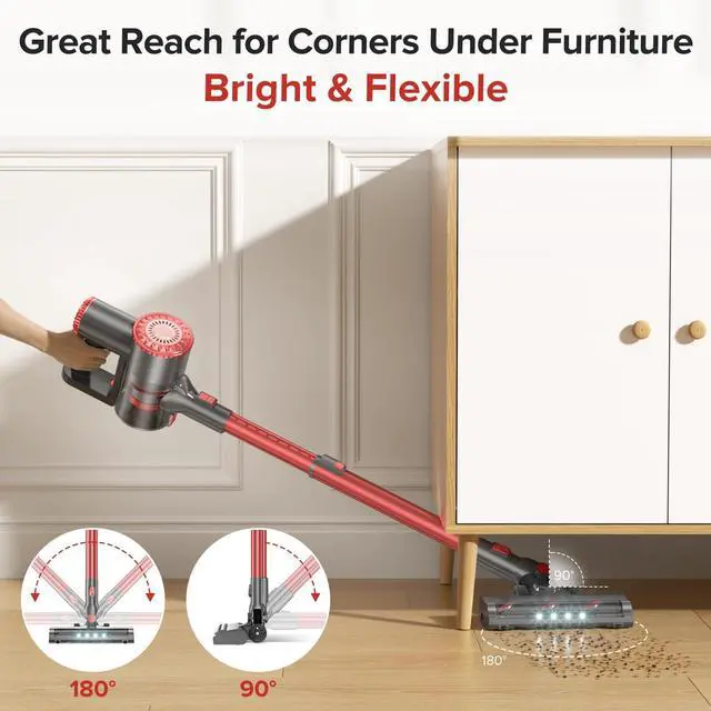Alt view image 7 of 7 - Cordless Vacuum Cleaner with Self-Standing, Powerful Stick Vacuum Cleaners for Home, 8-in-1 Lightweight Rechargeable Vacuum, 7-Layer Filtration,Ideal for Carpet, Pet Hair, Hardwood Floors