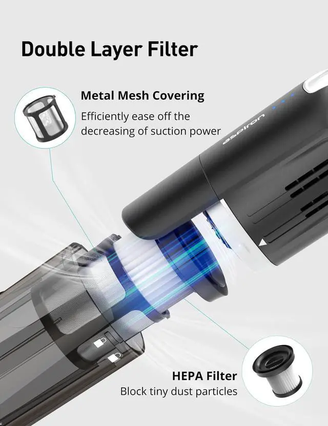 Alt view image 4 of 7 - _Mega Brand Cordless Handheld Vacuum,24KPA Powerful Car Vacuum,Rechargeable,Charging Dock,Ergonomic Handle,2-in-1 Crevice Tool,1.8lb Portable Vacuum Cleaner with 2-Speed for Car,Home,Black Silver