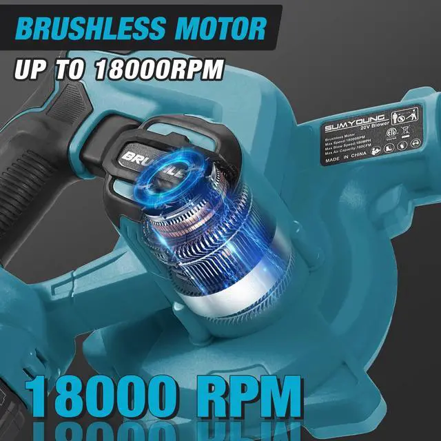 Alt view image 5 of 6 - _Mega Brand Cordless Leaf Blower for Makita 18V Battery,Electric Jobsite Air Blower with Brushless Motor,6 Variable Speed Up to 180MPH,2in1 Handle Electric Blower and Vacuum Cleaner