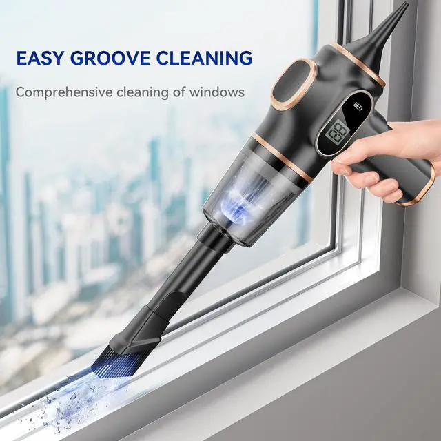 Alt view image 2 of 4 - _Mega Brand Portable Car Vacuum Cordless Mini Handheld Vacuums Cleaner Rechargeable with LCD Display and Multi-Nozzles, High Power Hand held Cleaners for Car, Home, Office, Sofa, Pet Hair,Keyboard