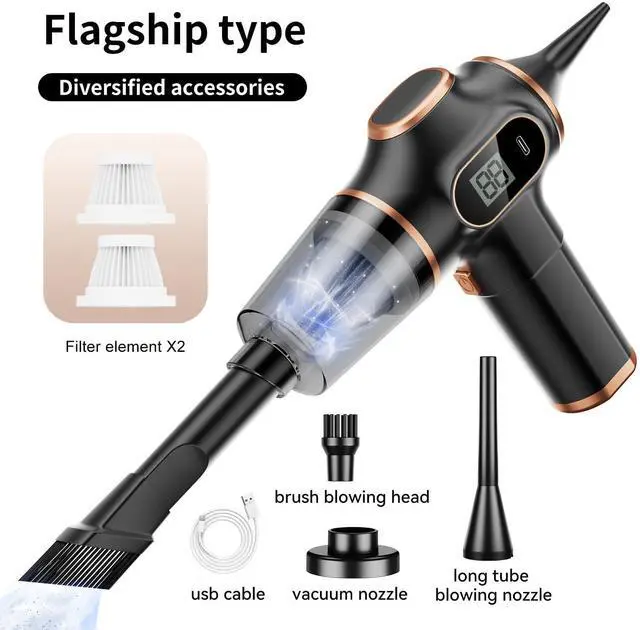 Alt view image 4 of 4 - _Mega Brand Portable Car Vacuum Cordless Mini Handheld Vacuums Cleaner Rechargeable with LCD Display and Multi-Nozzles, High Power Hand held Cleaners for Car, Home, Office, Sofa, Pet Hair,Keyboard