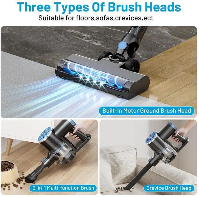 Alt view image 7 of 7 - _Mega Brand Cordless Vacuum Cleaner with Self-Standing, LED Screen Stick Vacuum Cleaners for Home, Lightweight Powerful Suction Vacuum,6-in-1 Rechargeable Vacuum for Carpets,Pet Hair,Hardwood Floors