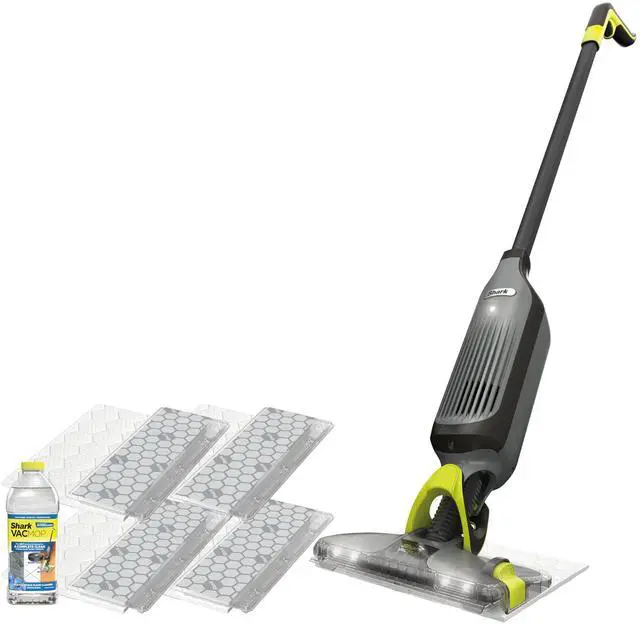 Main image of VACMOP Cordless Hard Floor Cleaner, Vacuum and Spray Mop, Powerful Suction, Lightweight, LED Headlights, Includes 4 Disposable Pads, 12oz Multi-surface Cleaning Solution, Gray, VM252