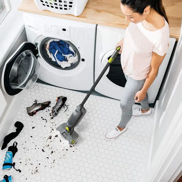 Alt view image 2 of 7 - VACMOP Cordless Hard Floor Cleaner, Vacuum and Spray Mop, Powerful Suction, Lightweight, LED Headlights, Includes 4 Disposable Pads, 12oz Multi-surface Cleaning Solution, Gray, VM252