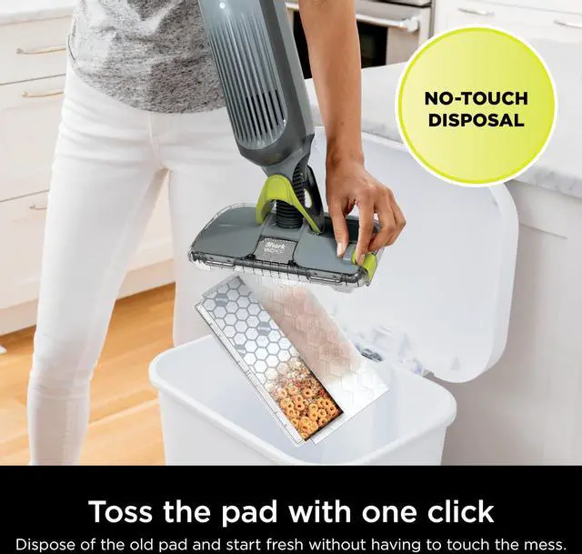 Alt view image 7 of 7 - VACMOP Cordless Hard Floor Cleaner, Vacuum and Spray Mop, Powerful Suction, Lightweight, LED Headlights, Includes 4 Disposable Pads, 12oz Multi-surface Cleaning Solution, Gray, VM252