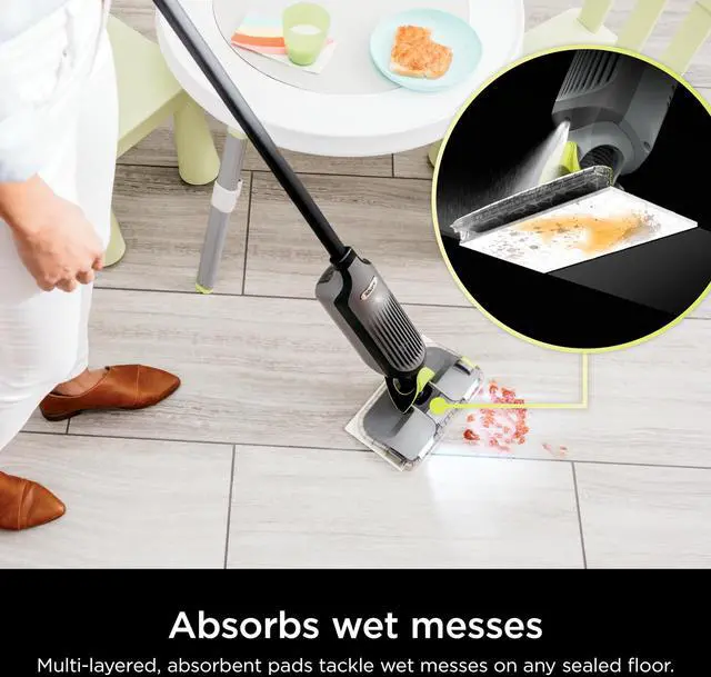 Alt view image 5 of 7 - VACMOP Cordless Hard Floor Cleaner, Vacuum and Spray Mop, Powerful Suction, Lightweight, LED Headlights, Includes 4 Disposable Pads, 12oz Multi-surface Cleaning Solution, Gray, VM252
