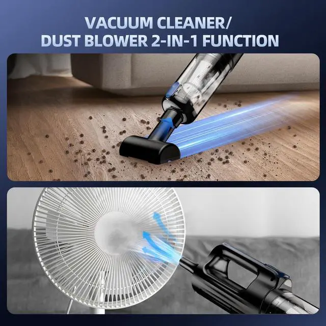 Alt view image 6 of 7 - _Mega Brand Car Vacuum Portable Cordless,18000Pa 2 in 1 Vacuum Cleaner&Air Duster,130W Brushless Motor Handheld Vacuum Cordless with 7800mAh Battery,LED Light,Multi-Nozzles for Car,Home,Office, Pet