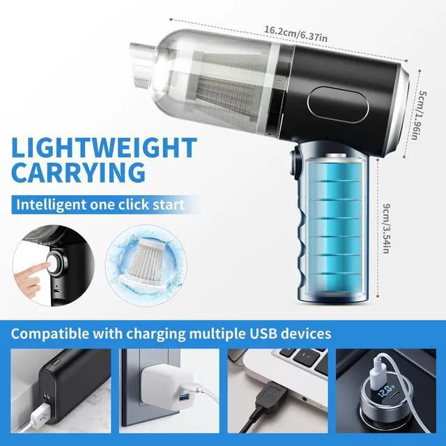 Alt view image 2 of 6 - _Mega Brand 3 in 1 Keyboard Vacuum Cleaner,12000PA High Power Handheld Car Vacuum,Cordless Portable Mini Table Vacuum Cleaner,Compressed Air Duster Keyboard Cleaner for Car,Desktop,Pet Hair Cleaning