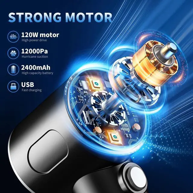 Alt view image 4 of 6 - _Mega Brand 3 in 1 Keyboard Vacuum Cleaner,12000PA High Power Handheld Car Vacuum,Cordless Portable Mini Table Vacuum Cleaner,Compressed Air Duster Keyboard Cleaner for Car,Desktop,Pet Hair Cleaning