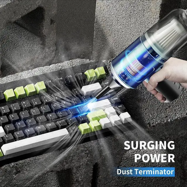 Alt view image 5 of 6 - _Mega Brand 3 in 1 Keyboard Vacuum Cleaner,12000PA High Power Handheld Car Vacuum,Cordless Portable Mini Table Vacuum Cleaner,Compressed Air Duster Keyboard Cleaner for Car,Desktop,Pet Hair Cleaning