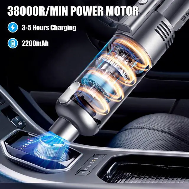 Alt view image 3 of 7 - _Mega Brand Handheld Car Vacuum Cleaner Cordless:9500PA Suction Portable Lightweight Hand Held Vacuum-Large Capacity Battery Last Long Wireless Mini Vacuum with LED Light for Home Office Cleaning