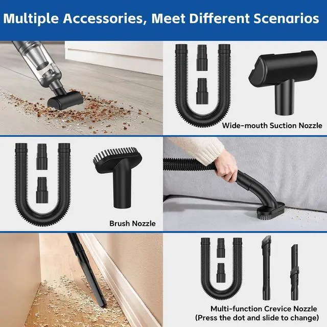 Alt view image 5 of 7 - _Mega Brand Handheld Car Vacuum Cleaner Cordless:9500PA Suction Portable Lightweight Hand Held Vacuum-Large Capacity Battery Last Long Wireless Mini Vacuum with LED Light for Home Office Cleaning