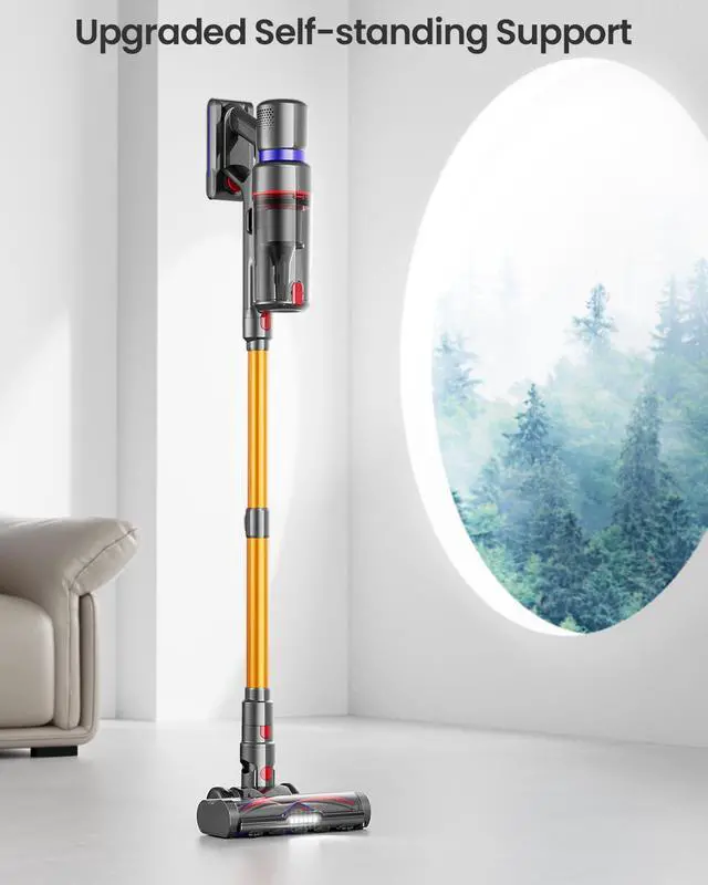 Alt view image 4 of 7 - _Mega Brand Cordless Vacuum Cleaner,45Kpa 550W 65Mins Self-Standing Vacuum Cleaners for Home,Stick Vacuum with Touch Screen,Anti-tangle Brush,Rechargeable Vacuum Cordless for Pet Hair,Hardwood Floor